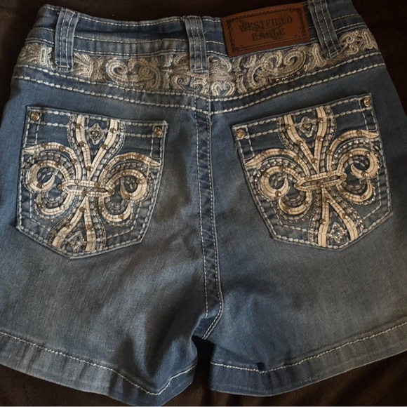 Blue Jean Shorts with Embroidered Details - Picture 1 of 5